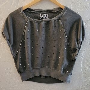 Pam & Gela Studded Crop Top Size Small